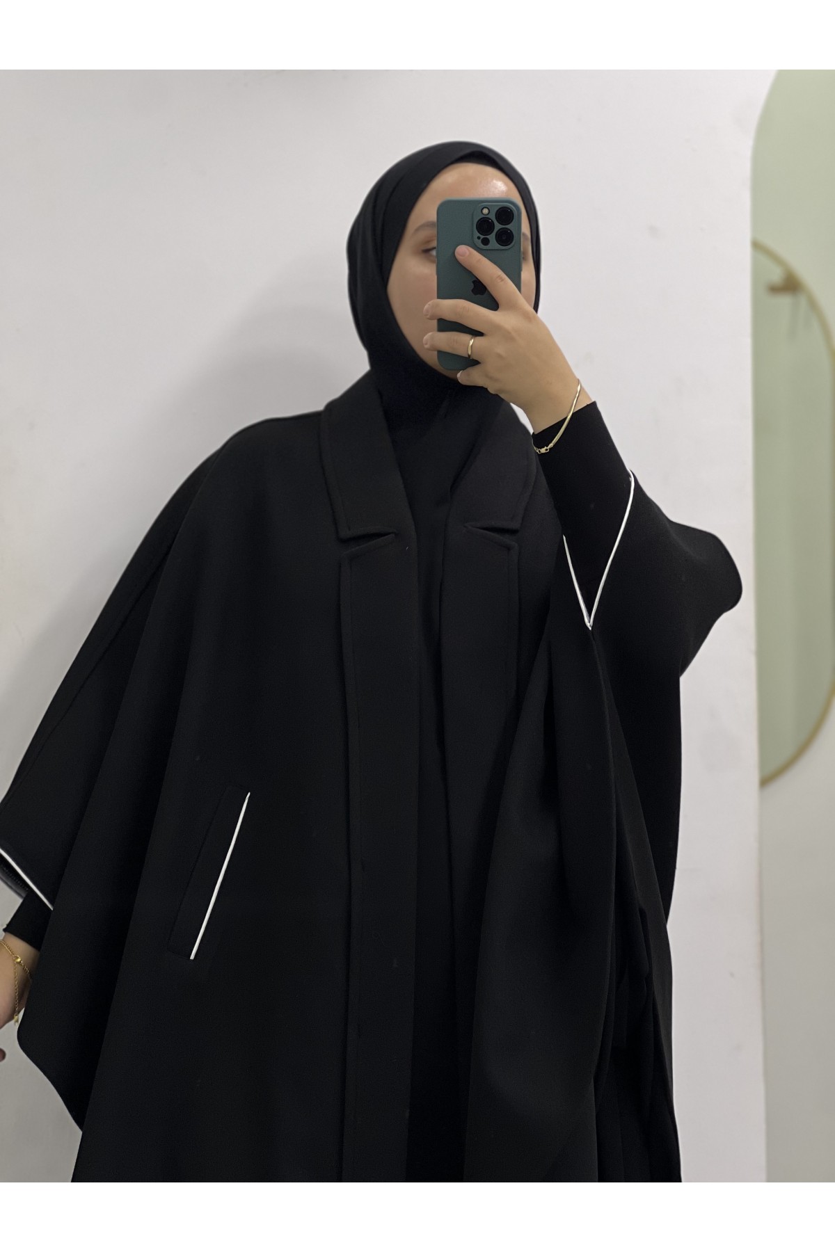 Sade Yaka Tasarım Panço 95cm (Kol ve Cep Biyeli) Sade Yaka Tasarım Panço 95cm (Kol ve Cep Biyeli)